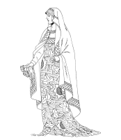 A coloring page of middle ages clothing